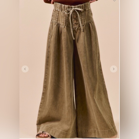 So Me Pants - New So Me Wide-Leg Drawstring Pants ~ Olive